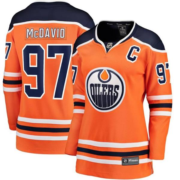 Edmonton Oilers Women Fanatics Branded Connor McDavid #97 Orange Home Premier Breakaway Player NHL Jersey->women nfl jersey->Women Jersey